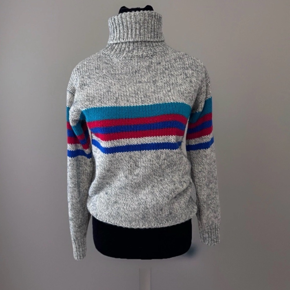 1980s VINTAGE DIANE VON FURSTENBERG Sweater Sz S Wool Turtleneck Preppy Stripe